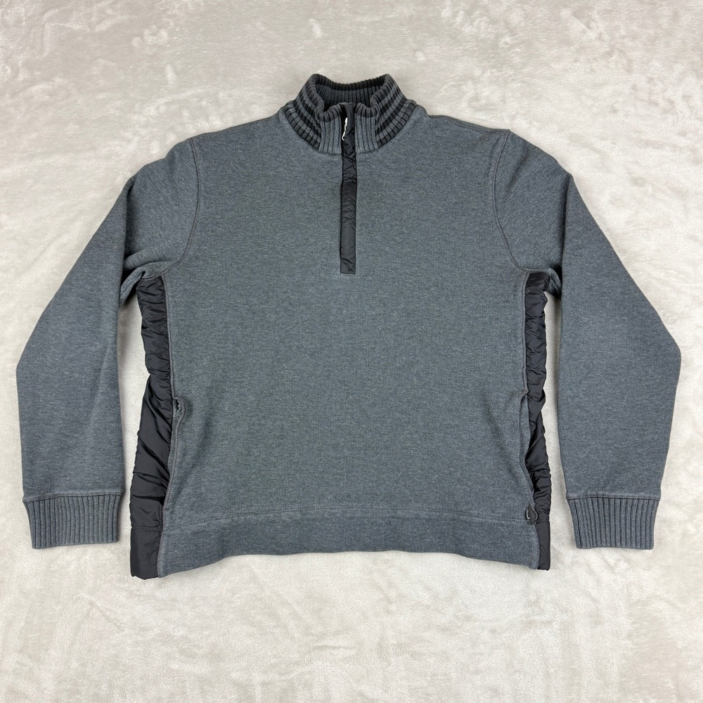 BOSS Hugo Boss 1/4 Zip Sweater Mens M Gray Quilted Trim Luxury Preppy Pullover